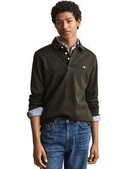 Gant Ανδρική Μπλούζα Polo Μακρυμάνικη Χακί 3G2065120-368