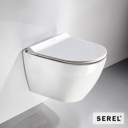 Serel Smart Λεκάνη Τουαλέτας Κρεμαστή Rimless χωρίς Καζανάκι με Κάλυμμα Slim Soft Close Λευκή SM3600SC-300