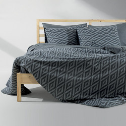 Lino Home Σετ Σεντόνια Υπέρδιπλα Βαμβακερά 240x260 Ikat Σκούρο Γκρι