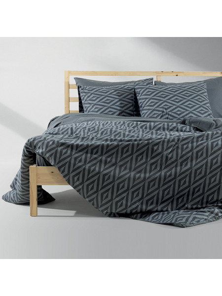 Lino Home Σετ Σεντόνια Υπέρδιπλα Βαμβακερά 240x260 Ikat Σκούρο Γκρι