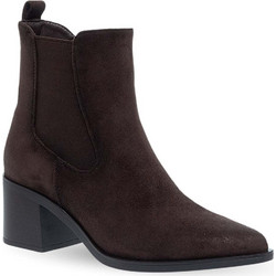 Parex Γυναικεία Μποτάκια Chelsea Suede Σοκολατί με Χοντρό Χαμηλό Τακούνι 10334042