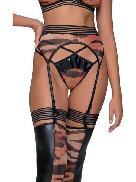Milena By Paris Ζαρτιέρες See Through Μαύρες Σομόν 5416