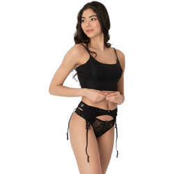 Cottonhill Carmen Σετ Ζαρτιέρες & Εσώρουχο με Δαντέλα See Through Μαύρες CH4036