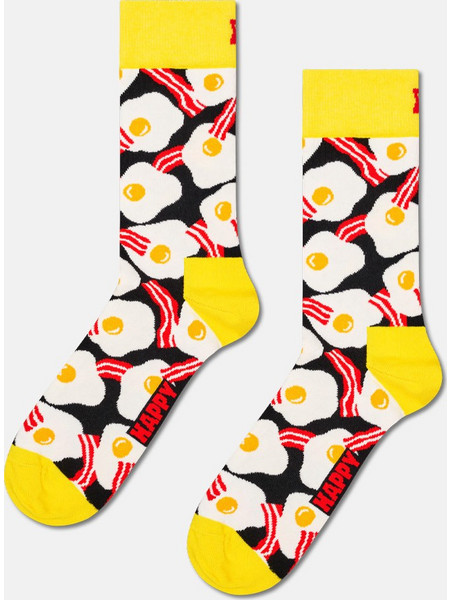 Happy Socks Egg & Bacon Fleece Ανδρικές Κάλτσες Ψηλές με Σχέδια Πολύχρωμες P006545