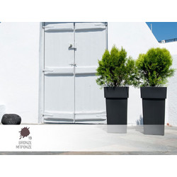 Viomes Linea 584 Γλάστρα Εξωτερικού Χώρου Τετράγωνη Πλαστική Μπρονζέ 33x33x60cm 584-13