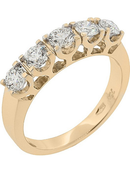 Million Diamonds Γυναικείο Δαχτυλίδι Σειρέ Μισόβερο από Xρυσό 14K με Διαμάντι LGD23835