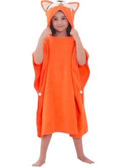 QueenMother Fox Παιδικό Πόντσο Θαλάσσης Microfiber Πορτοκαλί 59x59cm PKP01