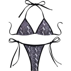 AnnaMu Bikini Set Τριγωνάκι String Animal Print Ανθρακί A-1195