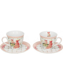 For Home Σετ Φλιτζάνια Ελληνικού Καφέ & Τσαγιού Πορσελάνης Πολύχρωμα 2τμχ M-24290-3