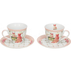 For Home Σετ Φλιτζάνια Ελληνικού Καφέ & Τσαγιού Πορσελάνης Πολύχρωμα 2τμχ M-24290-3