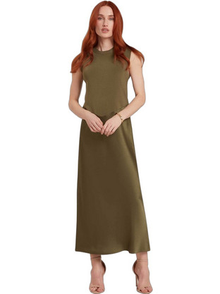 Ted Baker Blaaza Maxi Καλοκαιρινό Βραδινό Φόρεμα Χακί 284909