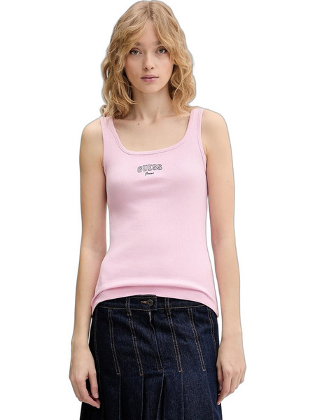 Guess Γυναικείο Καλοκαιρινό Top Ριπ Ροζ W6RP20KA0H1-G65F