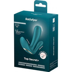 Satisfyer Top Secret+ Διπλός Δονητής για Ζευγάρια με App Control 11cm Πετρόλ