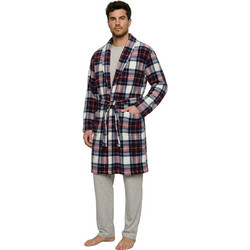Harmony Χειμωνιάτικη Ανδρική Ρόμπα Fleece Καρό 26439