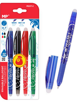 MP Σετ Στυλό Gel που Σβήνει 0.7mm Πολύχρωμο 4τμχ PE217-2