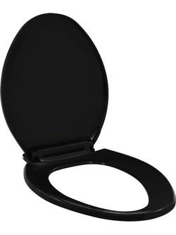 vidaXL Καπάκι Λεκάνης Οβάλ Πλαστικό Soft Close Μαύρο 145020