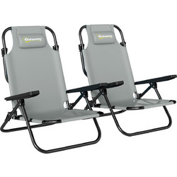 Outsunny Καρέκλα Παραλίας Γκρι 2τμχ A20-656V00LG
