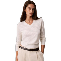 Calvin Klein Γυναικεία Πλεκτή Μπλούζα με V Λαιμόκοψη Εκρού LV044H300G-YAS