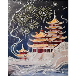 Ιαπωνικός Ναός Με Πυροτεχνήματα Καμβάς Diamond Painting Kit 40x50cm 5885101