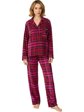 DKNY Σετ Γυναικείες Πιτζάμες Χειμωνιάτικες Fleece Μπορντό YI90142F-644