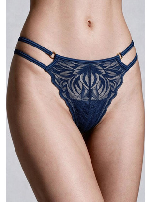 Milena By Paris Γυναικείο Sexy String με Δαντέλα Navy Μπλε 6990