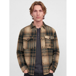 Jack & Jones Ανδρικό Πουκάμισο Βαμβακερό Καρό Μακρυμάνικο Κανονική Γραμμή Overshirt Καφέ 12305304