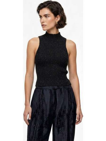 Helmi Γυναικείο Χειμερινό Crop Top Πλεκτό Μαύρο 58-03-144