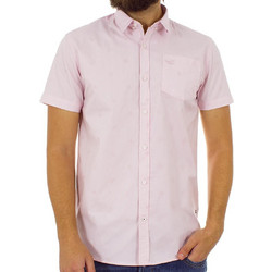 Double Ανδρικό Πουκάμισο Βαμβακερό Κοντομάνικο Slim Fit Ροζ GS-463S