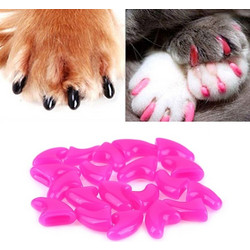 20 PCS Silicone Soft Cat Nail Caps / Cat Paw Claw / Pet Nail Protector/Cat Nail Cover, Size:S(Rose Red) (OEM)