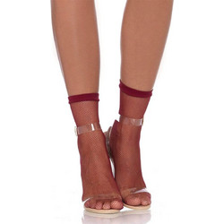 Leg Avenue Fishnet Γυναικείες Κάλτσες Κοντές Μπορντό