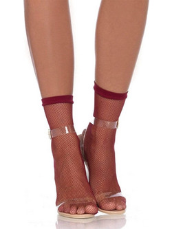 Leg Avenue Fishnet Γυναικείες Κάλτσες Κοντές Μπορντό
