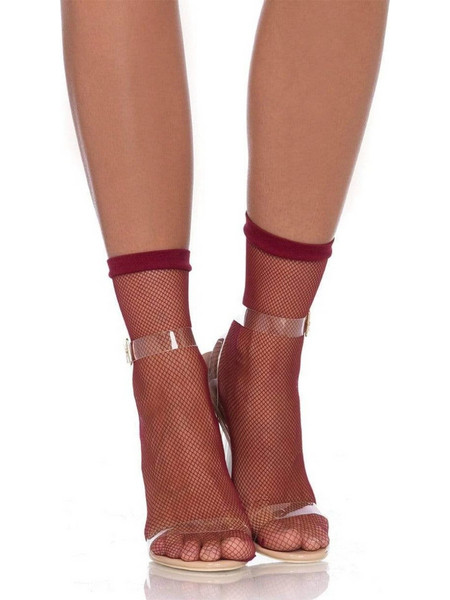 Leg Avenue Fishnet Γυναικείες Κάλτσες Κοντές Μπορντό