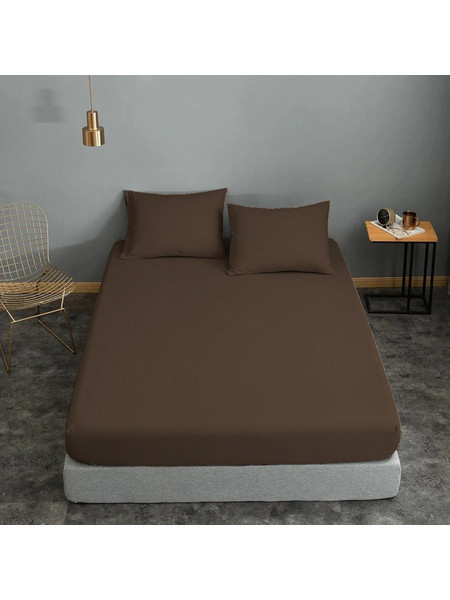 Komvos Σεντόνι Διπλό με Λάστιχο 150x200+20 Brown