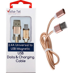 VOLTE-TEL ΚΑΛΩΔΙΟ USB-A ΦΟΡΤΙΣΗΣ-DATA MAGNETIC BRAIDED VCD08 2.4A 1m GOLD VOLTE-TEL