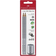 ΣΕΤ FABER-CASTELL GRIP ΜΙΝΙ (183797) ΓΚΡΙ 2 ΜΟΛΥΒΙΑ + ΞΥΣΤΡΑ