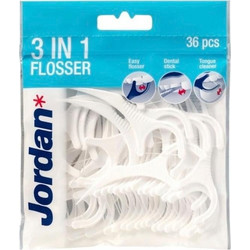 Jordan 3 in 1 Flossers White Οδοντικό Νήμα με Λαβή 36τμχ