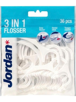 Jordan 3 in 1 Flossers White Οδοντικό Νήμα με Λαβή 36τμχ
