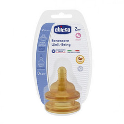 Chicco Well-Being Θηλή Καουτσούκ για Μπιμπερό 2m+ Ρυθμιζόμενης Ροής 2τμχ