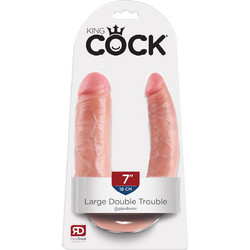 Pipedream King Cock U-Shaped 7" Small Trouble Διπλό Dildo 18cm Flesh