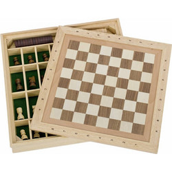 Goki Σκάκι - Ντάμα Ξύλινο με Πιόνια & Πούλια 34x34cm 56953
