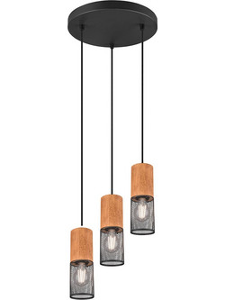 Trio Lighting Tosh Κρεμαστό Φωτιστικό Οροφής Τρίφωτο E27 Μαύρο 304330332