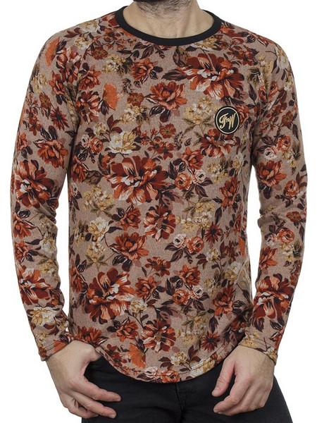 Μακρυμάνικο Fashion T-Shirt FREE WAVE 22110 Floral Καφέ