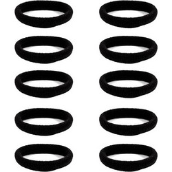 Μαύρα λαστιχάκια μαλλιών απλά 10pcs 4cm