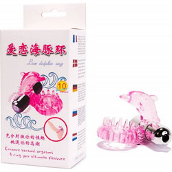Baile Vibrating Love Dolphin Cock Ring Ελαστικό Δαχτυλίδι Πέους Σιλικόνης με Δόνηση Ροζ