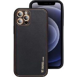 ΘΗΚΗ ΣΙΛΙΚΟΝΗΣ FORCELL LEATHER ΓΙΑ IPHONE 12 PRO MAX - ΜΑΥΡΗ