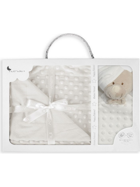 Interbaby Bear PD001B Κουβέρτα Αγκαλιάς Βελουτέ + Πανάκι Παρηγοριάς 80x110 Μπεζ