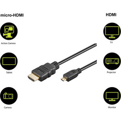 Goobay Καλώδιο HDMI 1.4 HDMI Male to Micro HDMI Male 1.5m Black 53784