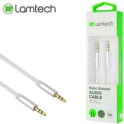 LAMTECH AUDIOCABLE BRAIDED 1m 3.5mm to 3.5mm WHITE