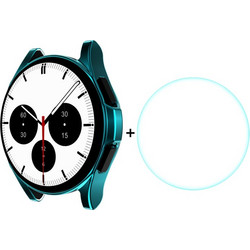 Θήκη προστασίας σιλικόνης με tempered glass για τοSamsung Galaxy Watch 4 Classic 42mm - Cyan