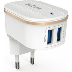 Detech Φορτιστής Χωρίς Καλώδιο με 2 Θύρες USB-A White DE-15